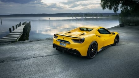 Ferrari-488-Spider - black rims, ferrari, sporty, yellow