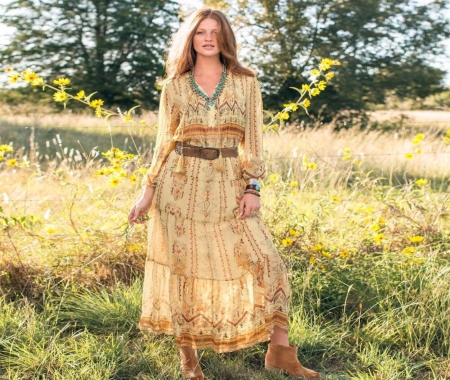 Boho Woman - woman, field, flowers, photography