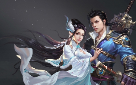 Fantasy couple - white, girl, couple, luminos, man, frumusete, asian, fantasy