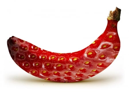 :-) - creative, banana, strawberry, funny, fantasy, fruit, skin