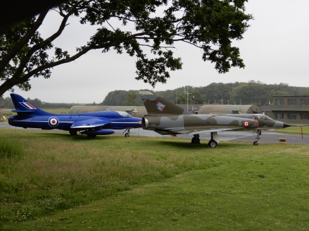 Hawker Hunter And Mirage - aircraft, two, airfield, hawker, mirage