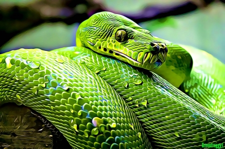 LOOK, SNAKE, 3D, GREEN, HD wallpaper