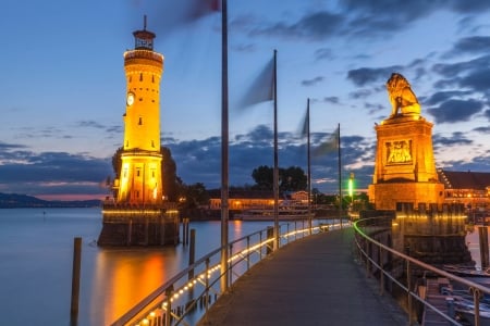 Lindau, Lake Constance - clouds, germany, evening, harbor, sky, bridge, pier