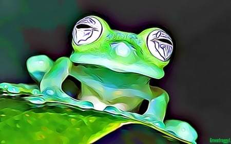 GREEN FROG - fractal, green, abstract, frog