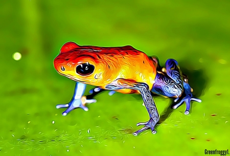 STRAWBERRY DART FROG - frog, fractal, abstract, dart