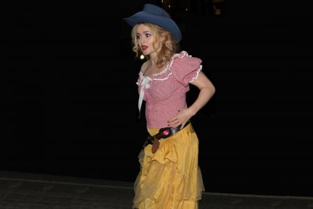 Night Out . . - style, girls, western, women, models, hats, night, outdoors, cowgirl, helena bonham, fun, female, blondes, fashion