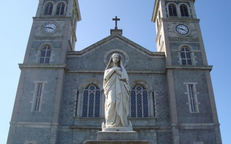 Church and Our Lady - mary, sculpture, church, virgin