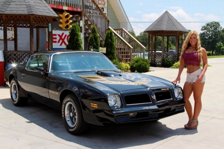 1976 Pontiac Trans AM 455 4-Speed and Girl - Muscle, Car, Girl, 455, Trans Am, Old-Timer, 4-Speed, Pontiac