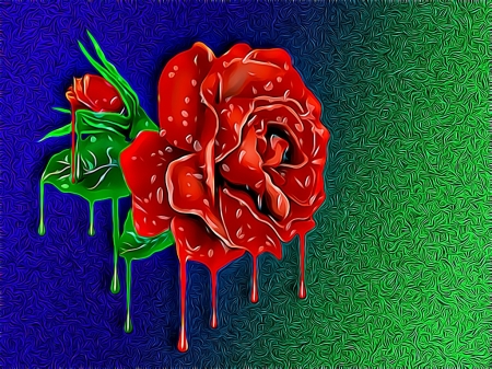 CARD A - ROSE, FRACTAL, BLEEDING, ABSTRACT