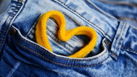 :-) - summer, heart, yellow, texture, jeans, blue, skin