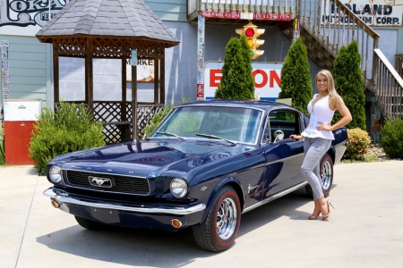 1966 Ford Mustang Fastback 289 and Girl - Muscle, Car, Girl, Ford, 289, Fastback, Old-Timer, Mustang