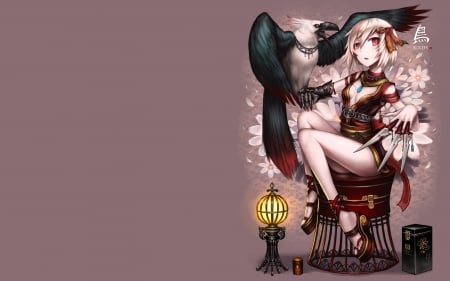 :-) - lantern, fantasy, bird, gia, anime, luminos, girl, manga