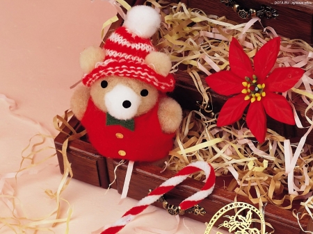 little christmas teddy - flower, little, teddy, christmas