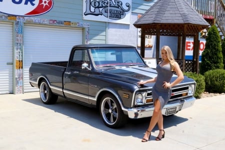 1968 Chevy C10 350 and Girl - Girl, Pick Up, Truck, 350, Old-Timer, Chevrolet, C10