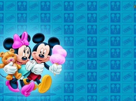 Minnie and Mickey Mouse - fantasy, pink, minnie, cute, mickey mouse, couple, disney, blue