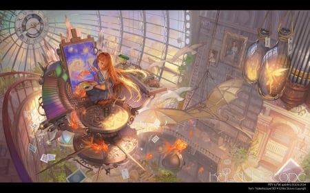 Painter - alphonse, girl, luminos, anime, fairy, manga