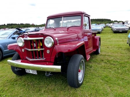 Car Show Lidkoping 2017 - car, red, jeep, grass, car-show