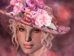 Lady Flowers On The Hat