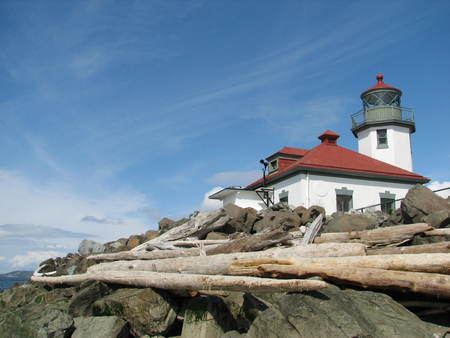 Alki Lighthouse, Seattle, WA - lighthouse, driftwood, seattle, light house, alki, washington