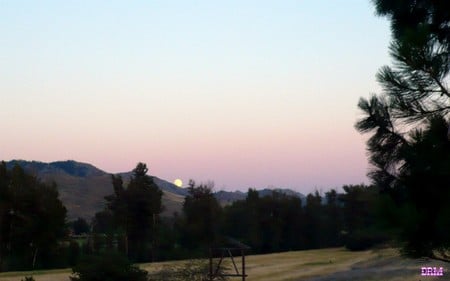 Night Beginning - moon, sky, cascades, winthrop, night, mountains, widescreen, washington