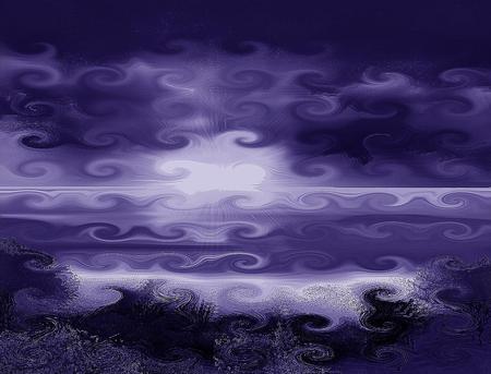 midnite paisley  - distort, clouds, abstract, nighttime, artwork, purple sky swirls, dark