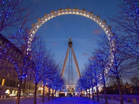 Twilight - england, street, blue, london eye, twilight