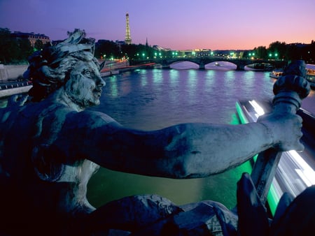 An Evening in Paris - statue, france, night, paris, lights