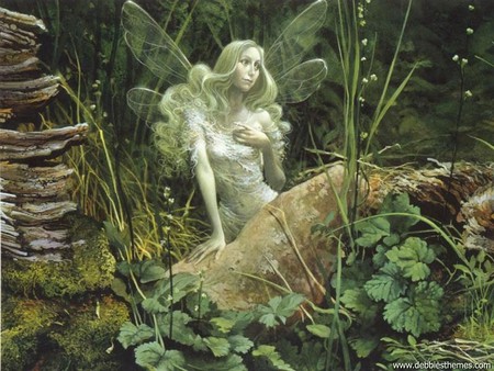 Fairy Garden of Dreams - female, faerie, garden, wings, plants, fairy