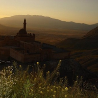 Sunrise of ishak pasha palace in agri,Turkey