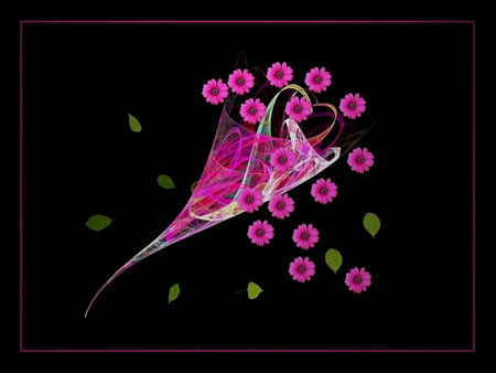 Pink flowers - flowers, 3d