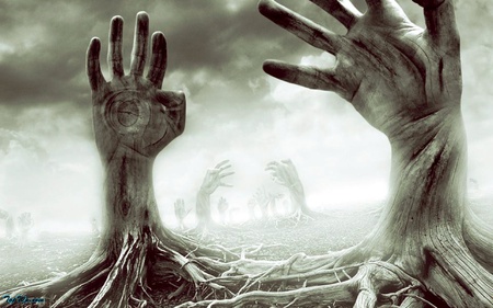 Hands Trees - abstract, hands, trees, terror