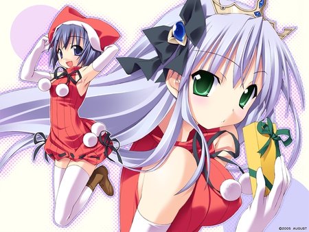 Feena and Mia - mia, anime girl, feena, yoake mae yori ruri iro na, christmas