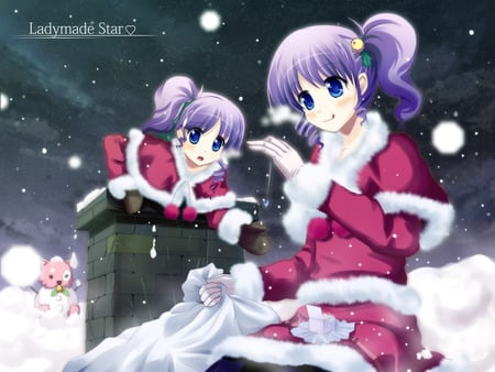 Bad Santa's Helper - christmas, snow, anime girl, winter