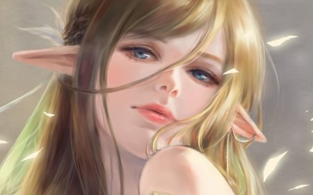 Elf - face, fantasy, pai yu, elf, luminos, girl, frumusete, art