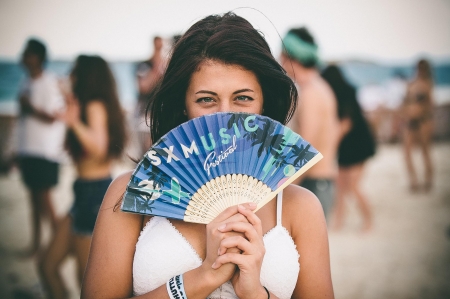 :-) - hand fan, fan, girl, eyes, blue, hand, summer