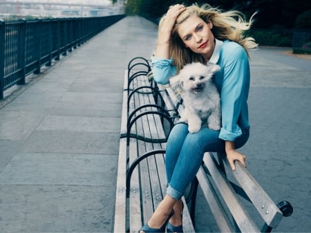 Claire Danes - bench heels, actress, 2017, jeans, wallpaper, model, claire, beautiful, dog, claire danes, danes