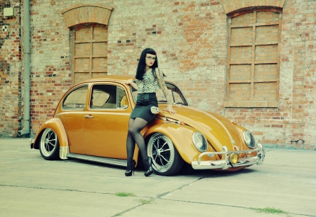 Gold Bug - Vw, Pose, Outdoors, Model