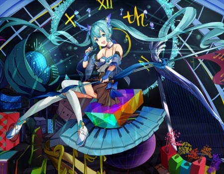 Hatsune Miku - manga, vocaloid, anime, blue, girl, hatsune miku, tagme