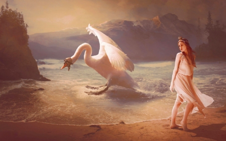 Girl and Swan