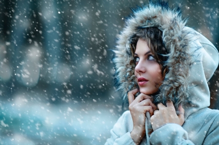 Unknown Model - woman, beautiful, model, snow, sexy