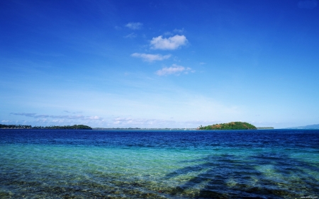 Tahiti Blue Sea - nature, sky, blue, sea, tahiti