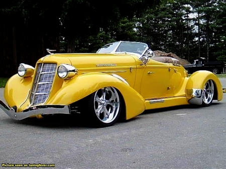 1934 Auburn Speedster - speedster, yellow, car, vintage, art deco, auburn