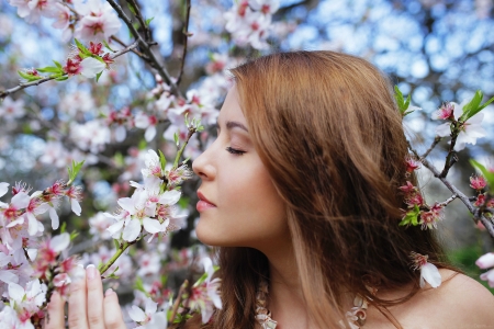 Lovely Girl - woman, flowers, outdoor, model