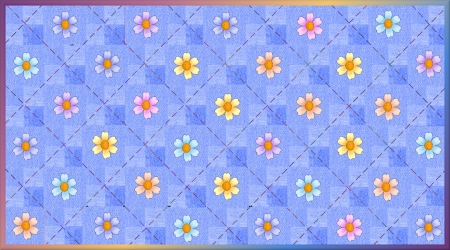 Thinking Spring - stitching, quilt, flowers, blue