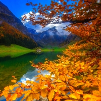 Mountain lake in autumn