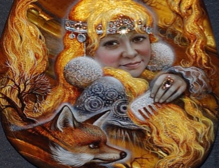 Lady Fox - lady, fantasy, abstract, fox