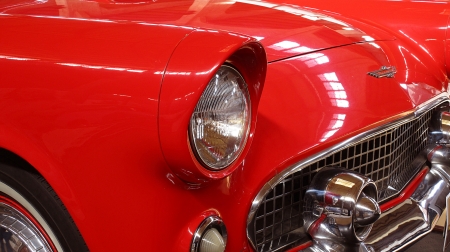 Retro Red Car - high resolution, red car, car, red, headlight, shiny