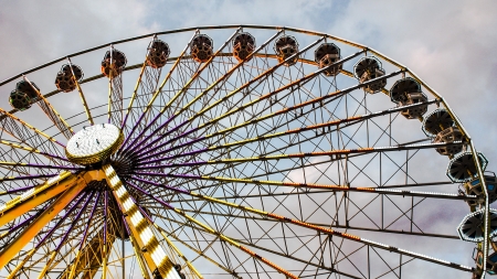 Ferris Wheel - High Resolution, Ferris Wheel, Wheel, Fair Ground, Amusement Park, Rainbow, Ride, Architecture