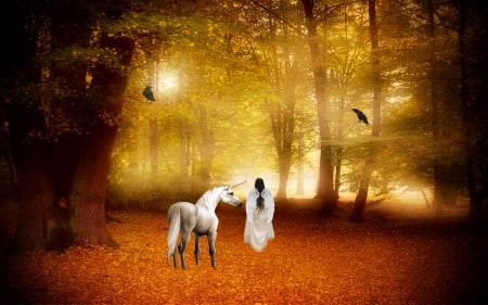 Unicorn and friends in the autumnal forest