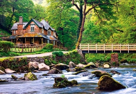 Watersmeet Exmoor National Park C - England, water, scenery, National Park, beautiful, photography, landscape, photo, United Kingdom, wide screen, river, nature